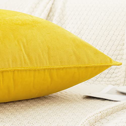 Velvet Yellow Throw Pillow Covers 20”x20”Pack of 2 Soft Decorative by JIAHANNHA - Used condition - Image 4