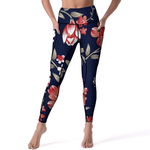 Pantalon de sport yoga haut de gamme imprimé rétro carthame taille haute S