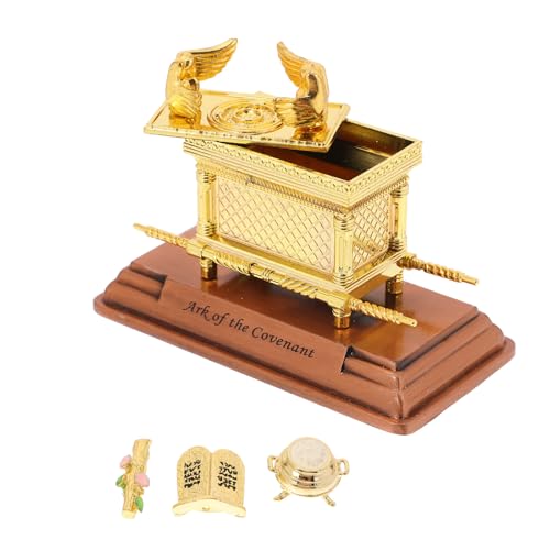 CHICAMPERA Escultura del Pacto Estatua Religiosa Decoración Bíblica para Hogar Juego de Tres Piezas y Réplica del Arca Alianza Israelí