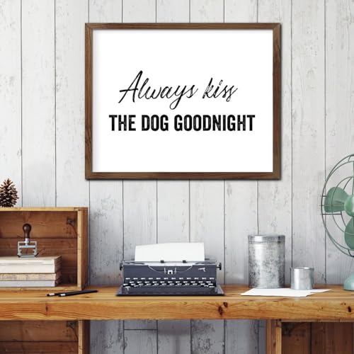 Cadeau catholique panneau bois chrétien rétro Always Kiss The Dog Goodnight