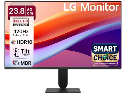 LG 24U411A 60.4 cm (23.8 Inch) Full HD (1920x1080) IPS Monitor, 120Hz, 5ms (GtG),VGA, HDMI, 3-Side Virtually Borderless Design, sRGB 99% (Typ.), HDR 10, 1ms MBR, Reader Mode, Flicker Safe (2026)