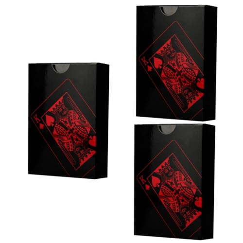 ibasenice 3sätze Wasserdichtes PVC Pokerkarten-Set Mit Kreativem Design Und Pappbox Rot Robuste Biegsame Spielkarten Für Unterhaltung Und Spaß Mit Familie Und Freunden