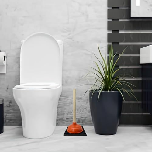 Image of Plunger Mat - Air Drying Tray for Toilet Plunger - Catches Drips and Easy to Clean - Wicks Water from Plunger and Dries Quickly