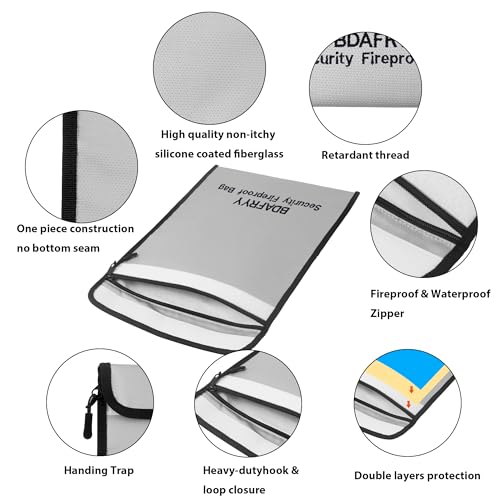 3 Pcs Fireproof Waterproof Money Important Document Bag(2000℉),Fire Proof Bag for Documents,Fire Proof Money Bag for Cash,for A4 A5 Documents Holder,Cash,Passport,Tablet,Laptop,File,Jewelry