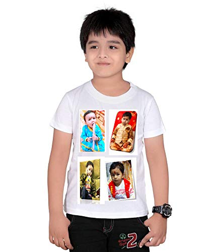 Akira Creation Personalized Custom Print Round Neck Dry Fit White Polyester Kids T-Shirt for Boys and Girls (0 to 14 Year)