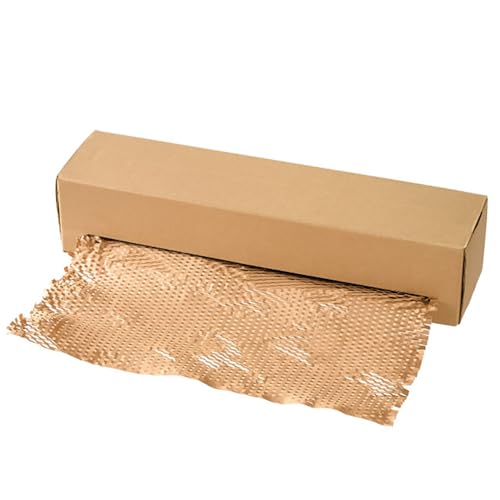 ヘッズ 緩衝材 幅50cm×50m巻 1巻 外箱:53.5×12.5×11.5cm ブラウン クラフト ロール ハニカムクッションペーパー 外箱セット HEADS MKR-SET1の商品画像（Amazon）