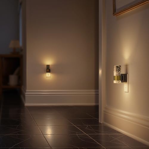 2-Count Briignite 0-100LM Dimmable LED Plug-In Night Lights w/ Bubble Design & Dusk-to-Dawn Sensor (3000K, Gold or Black Ring) - image 7