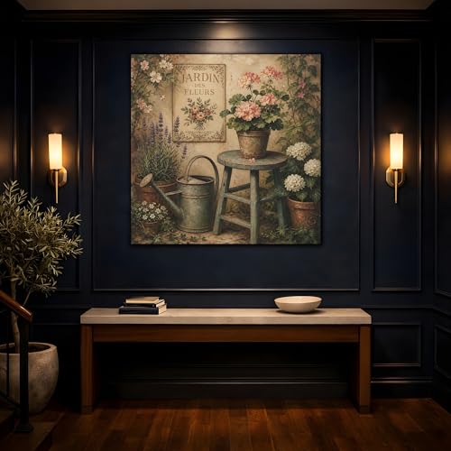Impression sur toile haut de gamme fleurs vintage 35 cm