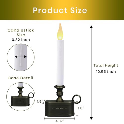 Image of Window Candles Battery Operated with Timer 8 Hours on and 16 Hours of Led Warm White with Flicker Flame (Vintage Base)