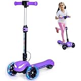 ITEFDTUTNE 3 Wheel Electric Scooter for Kids, Electric Kick Scooters with Powerful Motor, 21V Battery, Thumb Throttle, 5mph Safe Speed, LCD Screen, Light Up Stem Deck & Wheels