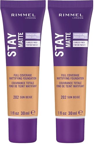 Rimmel Stay Matte Foundation, Sun Beige, 1 Fluid Ounce (B07JLMT5Z3) (Pack of 2)
