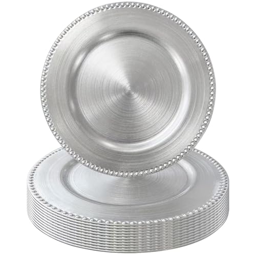 13 Silver Charger Plates 10 PACK Silver Chargers for Weddings Christmas