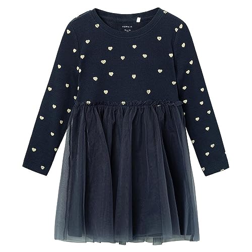 NAME IT Mädchen Nmfnadja Ls Dress Noos, Blau, 104