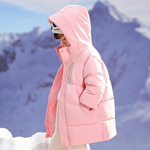 Kids Girls Padded Puffer Jackets Parka Quilted Cute Down Coats Winter Puffer Zip Up Knee Length Long Hooded Outwear4