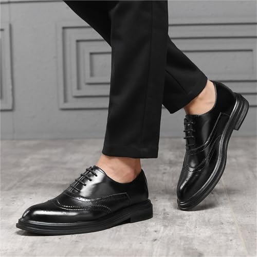 Men's Lace up Brogue Derby Dress Shoes Business Casual Breathable Leather Office Work Shoes2