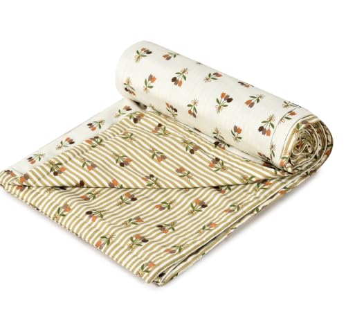 Image of Amazon Brand - Umi AC Dohar Blanket for Single Bed | 100% Cotton 160 TC | Soft Lightweight Three Layer Quilt | 57x87 Inches | Beautiful Elegant Design