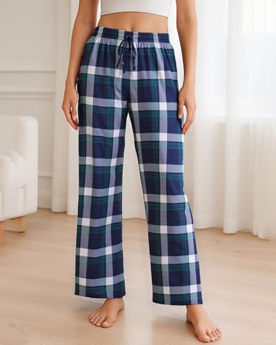 Women's Loose Plaid Pajama Pants Simple Casual Long Pants