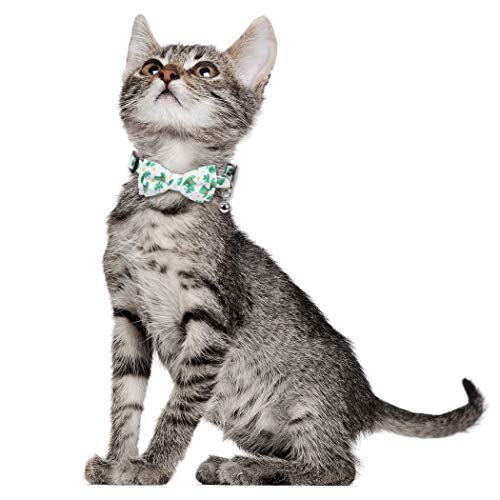 Lamphyface 2 Pack St.Patrick's Day Cat Collar with Cute Bow Tie and Bell Breakaway Adjustable Safety - Image 7