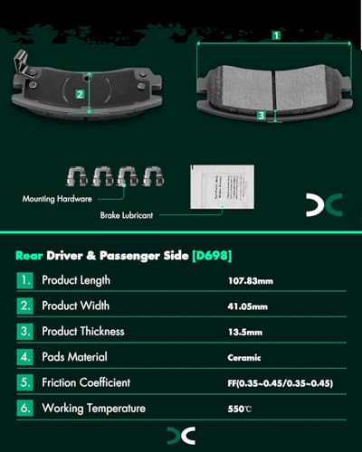 Image of SCITOO D699 D698 Front Rear Ceramic Brake Pads Sets Fit For Buick Century /Regal,For Chevrolet Impala /Monte Carlo /Venture,For Oldsmobile Intrigue /Silhouette,For Pontiac Grand Prix /Montana