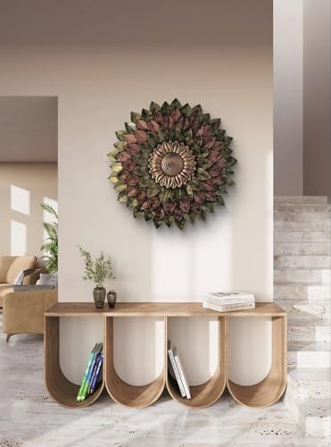 Image of SETHI AESTHETIC Metal Flower handmade Wall art Decor - Stylish Daisy Decorative Wall Decor for diwali decoration, Size 54X54 CM (Metallic Hues)