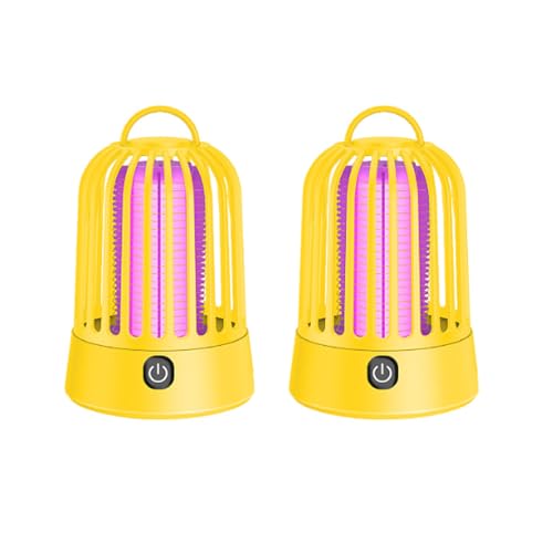 Lámpara de Mosquito Killer 5W, Mosquito Eléctrico Zapper, Catcher de Moscas 360 °, Asesino de Insectos Seguro para Uso doméstico - Amarillo. (2PCS)