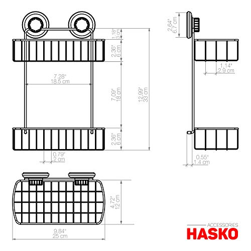 HASKO accessories Shower Caddy with Suction Cups | 304 Stainless Steel | Adhesive 3M Stick Discs | 2 Tier Basket for Bathroom and Kitchen Storage (Bronze) - Thumbnail 4