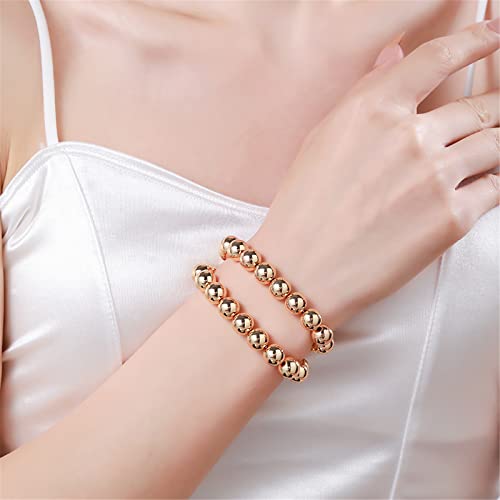 14K Gold Plated Beaded Bracelets Letter Stretch Dainty Stackable Bracelet for Women Girls - Image 3