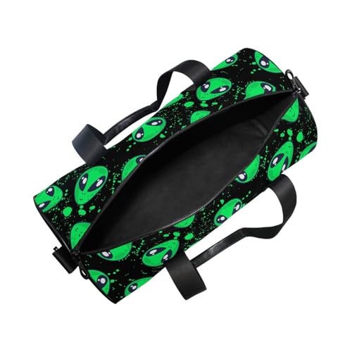 Round Duffel Sports Bag Green Alien Lightweight with Inner Pocket Gym Bag for Men Women Duffle Bag for Travel Sports2