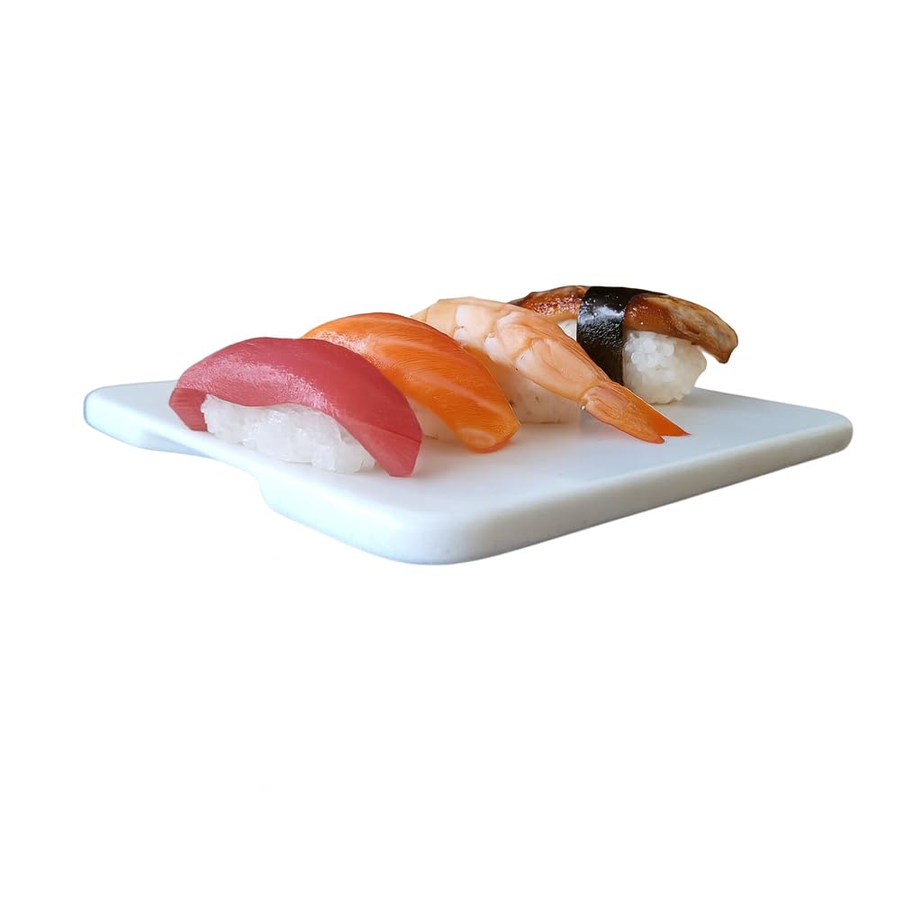 Planche à découper en marbre blanc 30,5x20,3 cm avec doubles encoches – Plateau de service design pour fromages, charcuterie, pain et sushi – Marbre italien – Kalu Creations