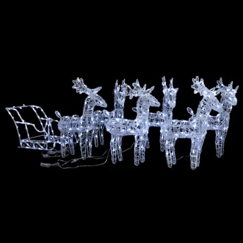 Décoration de Noël rennes et traîneau en acrylique haut de gamme avec USB
