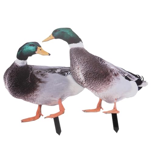Lurrose 2 pezzi Statua di Anatra in Acrilico Resistente per Giardino Decorazione da Esterno Realistica Figura Doppia Faccia per Cortile e Prato da Design Lisci e Duraturi per Ambienti All