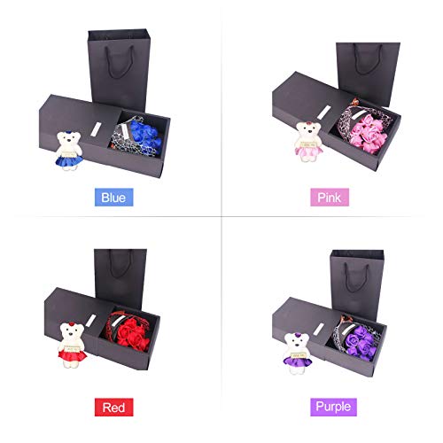 Flor rosa falsa,Funien 7 peças de flor rosa de sabão com caixa de presente flores artificiais perfum