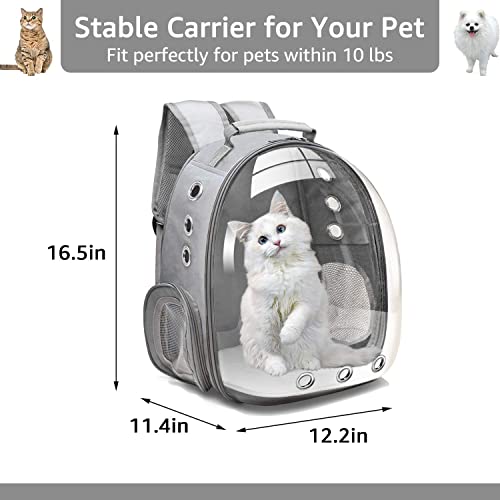 Image of The Pets Company Transparent Capsule Breathable Airline-Approved, Ventilate Carrier Backpack for Travel, Hiking and Outdoor for Cats & Kittens - Silver Grey