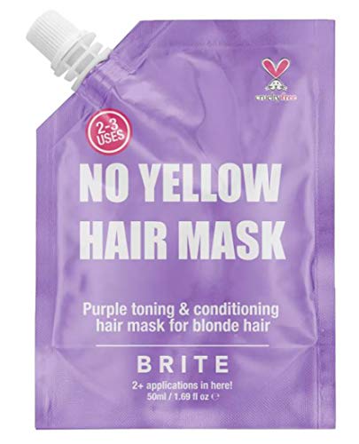 Brite No Yellow Hair Mask 1.69 Fl. Oz! Toning And Conditioning For Blonde Hair! Restores Cool Blonde Tones! Perfect For Natural Or Salon Colored Hair! Choose From No Blue Or No Orange! (No Yellow)
