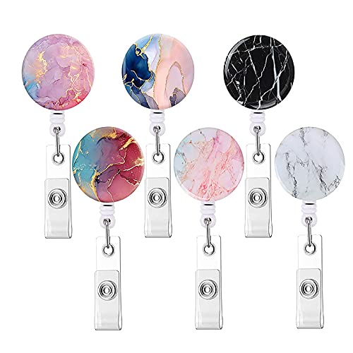 Porte-badge rétractable coloré pour l'école et le bureau en lot de 6