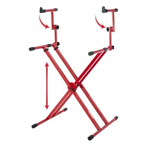 Gator Frameworks Deluxe Two Tier X Frame Keyboard Stand, Bright Red Finish (GFW-KEY-5100XRED)