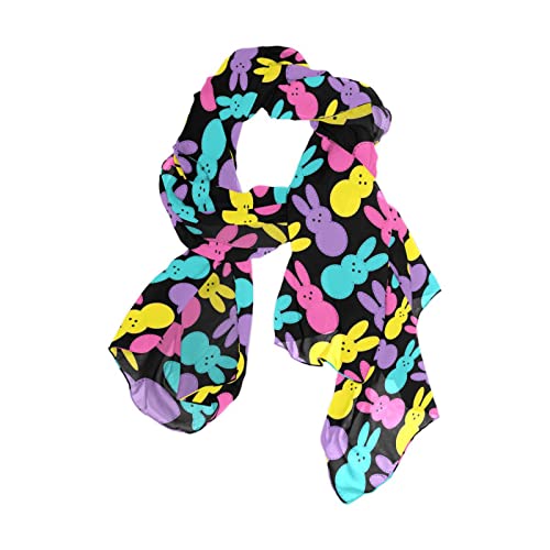 Long Scarf for Women Happy Easter Cute Rabbits Lightweight Sheer Scarve Wrap