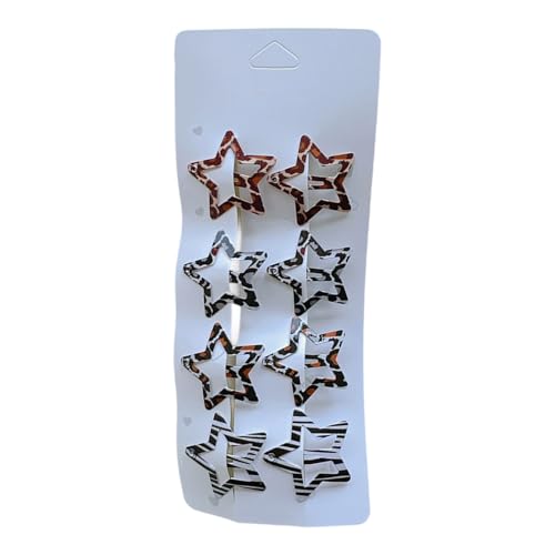 星型のクリップウォータードロップメタルヘアピン8ピースセットアニマルプリントヘアバレットはほとんどすべてのヘアスタイルのトレンディなメタルヘアクリップ