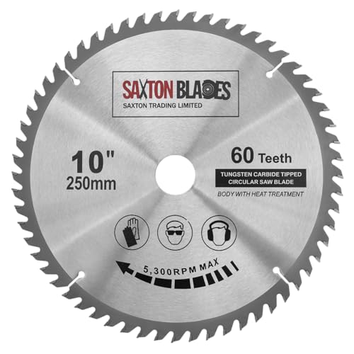 Saxton TCT Circular Wood Saw Blade 250mm x 30mm x 60T for Bosch, Makita etc fits 255mm saws