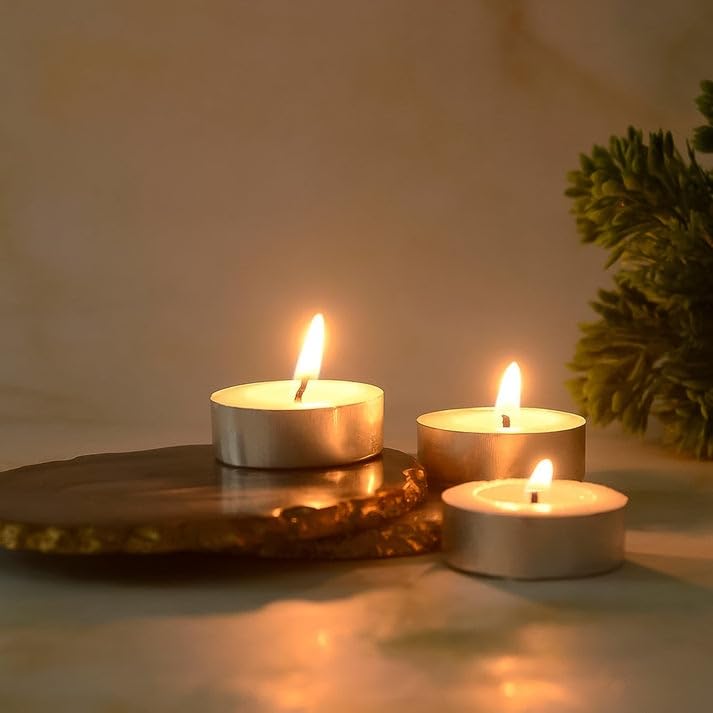 Image of Periapt Designer Rakhi Set of 5 for Brother - Silver Colour Bracelet Design with Decorative Tealight Candles 4pc, Pooja Coin, Roli Chawal & Card | Rakhi with Gift Combo for Raksha Bandhan