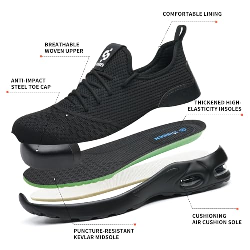 Image of Steel Toe Safety Shoes for Men Women Work Sneakers Breathable Lightweight Industrial & Construction Shoe