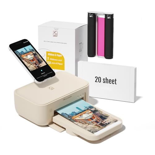 HPRT 4x6 Photo Printer with 20 Sheet Photo Paper& 1 Ribbon, Desktop Instant Picture Printer for iPhone, Smartphone, Thermal Dye Sublimation, WI-Fi Con