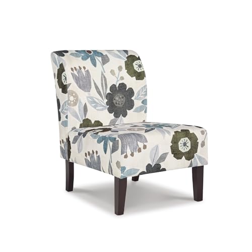 Signature Design by Ashley Triptis Floral Armless Accent Chair, White, Blue & Gray