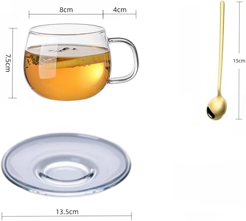 Miniatura 2 de RYUHYF Juego de taza de café y platillo, juego de bandeja de té de gran capacidad de 11.8 onzas, juego de taza de café y platillo para el hogar de