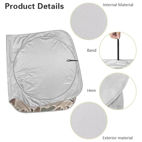 Image of Camo Bow Windshield Sun Shade Foldable Car Sunshade for Front Window Reflect UV Sun and Heat Keeps Vehicle Cool for Most Car, Truck, SUV, or Van, 66.53'' x 34.44''