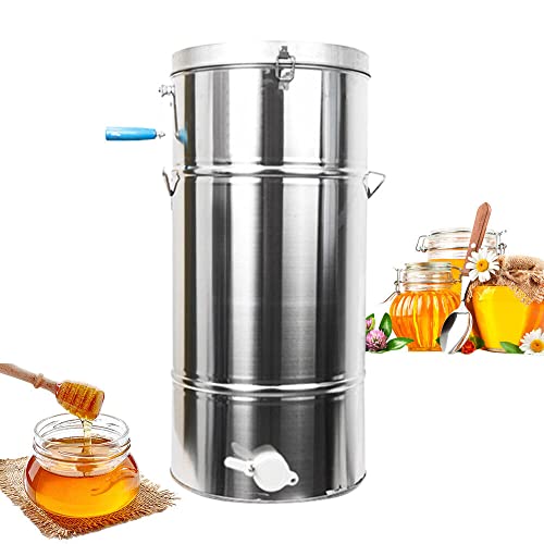 Honey Extractor Separator, 2-Frame Stainless Steel Honey Extractor Manual Honey Extractor Honey Drum Spinner, Beekeeping Extraction Apiary Centrifuge Equipment, 27.5''x13.8''
