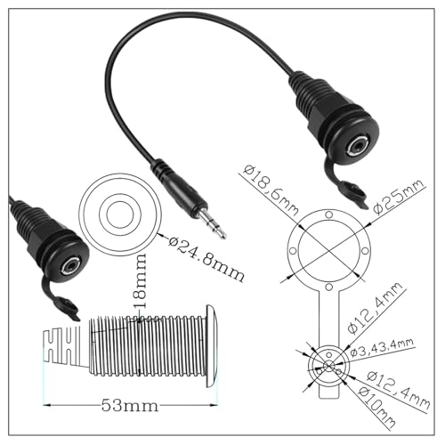 Cable Panel Jack 3.5mm con Rosca para Audio Estéreo miniatura 4