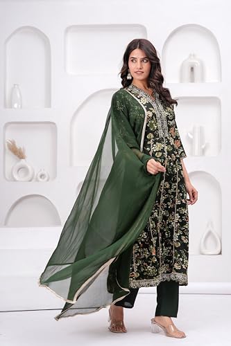 Image of MANHAREE | Women's Rayon Kurta with Pant & Dupatta Set