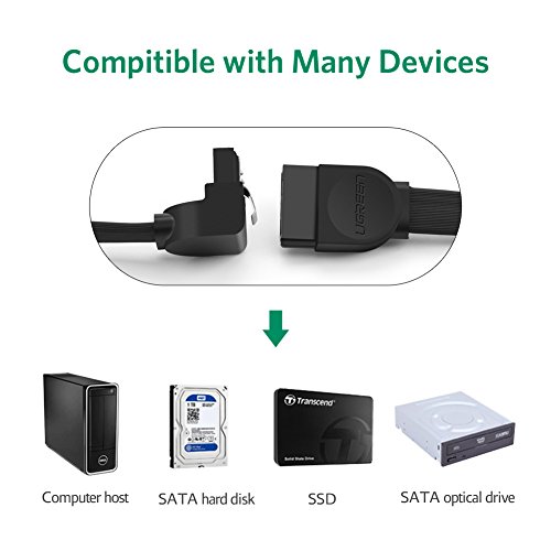 Cabo SATA III da UGREEN de 90 graus, pacote com 3 unidades de 6 Gbps de cabo de dados SSD HDD reto p