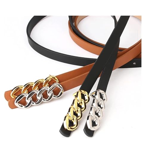 Skinny Belts, Waist Belt Women's Belts Leather Retro Chain Buckle Versatile Minimalist Dress Casualear4